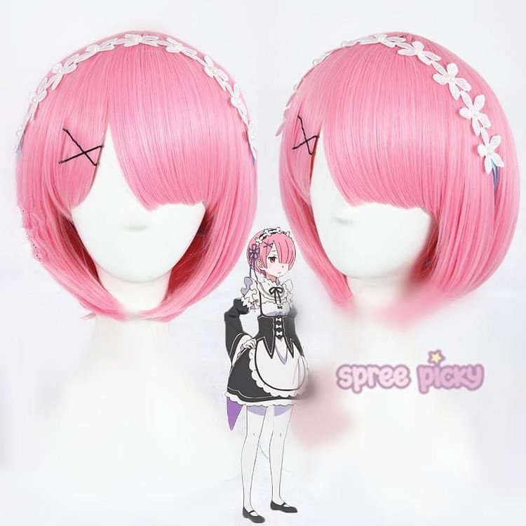 Lolita Pink Lahm Cosplay Short Hair Wig SP166805