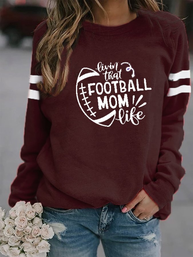 Football Print Crew Neck Casual Sweatshirt socialshop