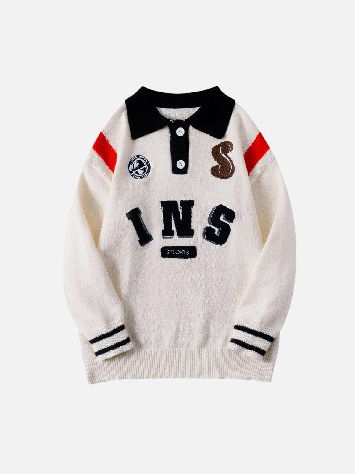 Aelfric Eden "INS" Print Polo Collar Sweater