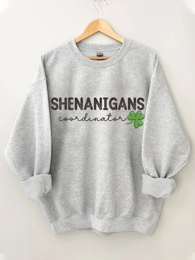 Women's Shenanigans Coordinator St. Patrick's Day Print Long Sleeve Sweatshirt socialshop