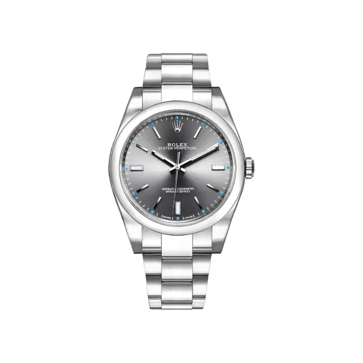 Rolex Oyster Perpetual 39mm Dark Rhodium Dial Watch 114300-0001