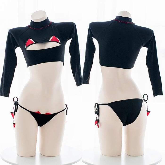 Japanese Harajuku Devil Key Hole Top+Undies SP1812083