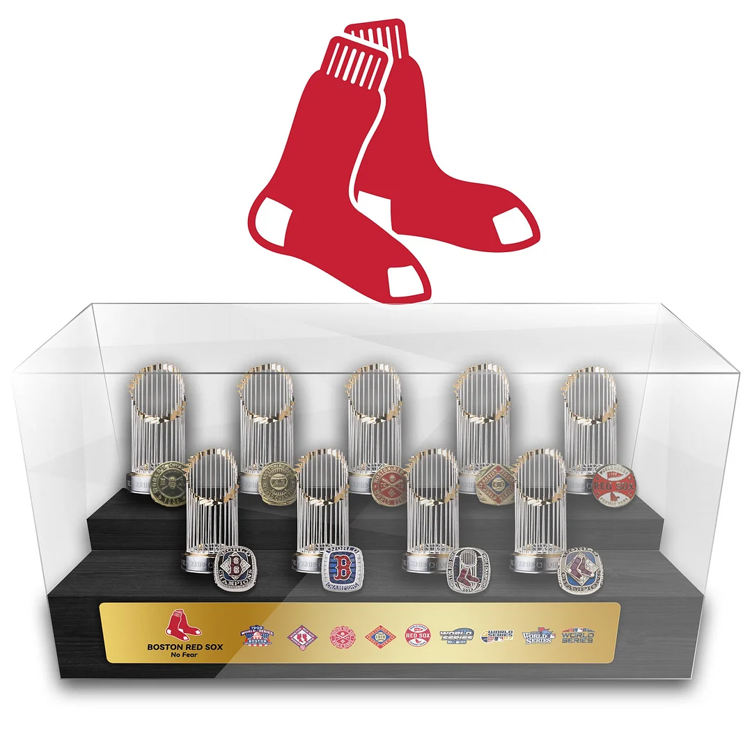 Boston Red Sox MLB World Series Championship Trophy And Ring Display Case