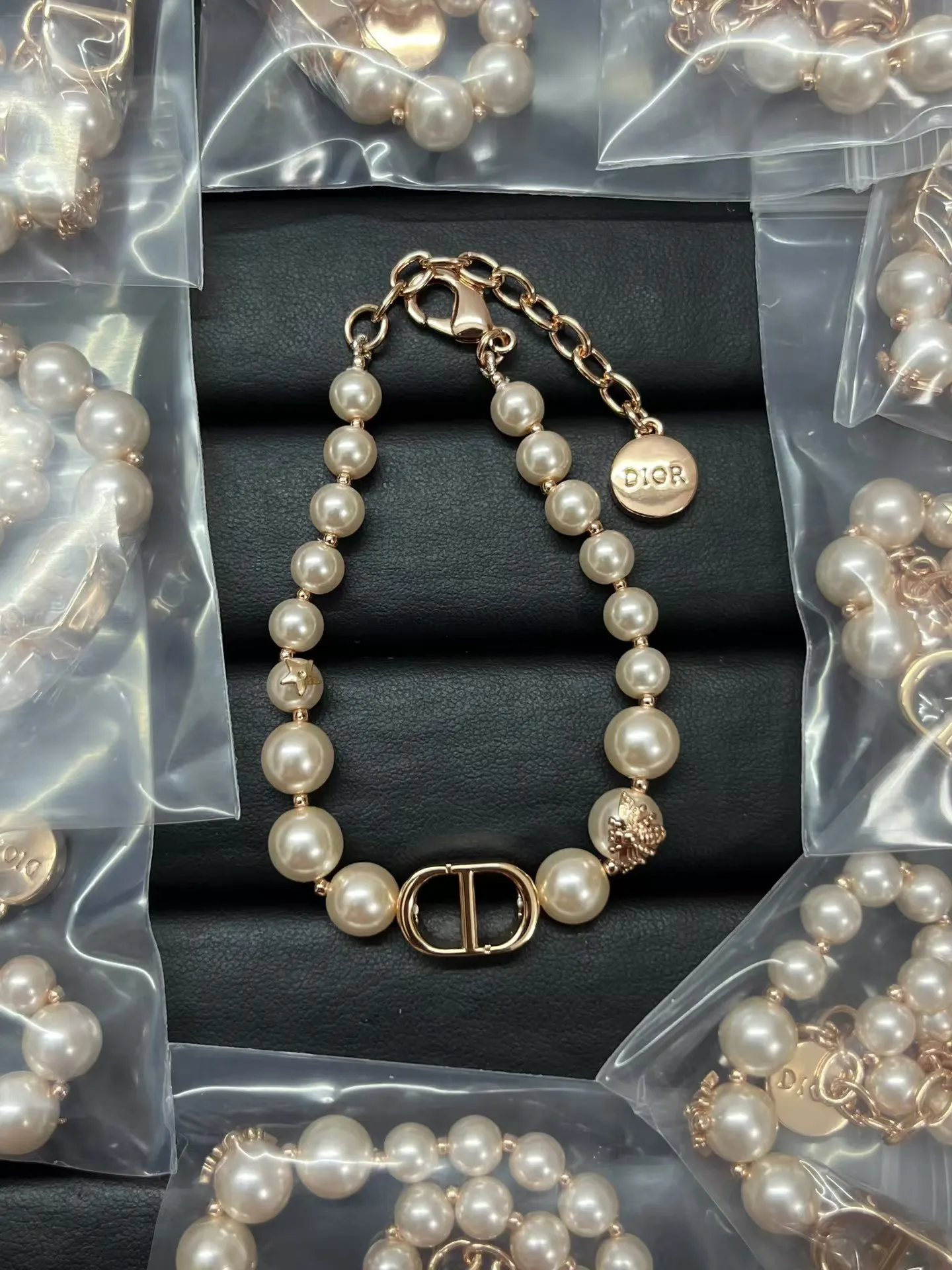 Dior Rose Gold Vintage Pearl Bracelet