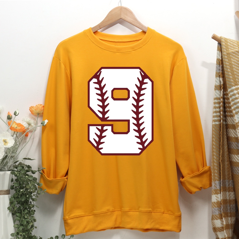 Baseball number 9 Women Casual Sweatshirt-Guru-buzz