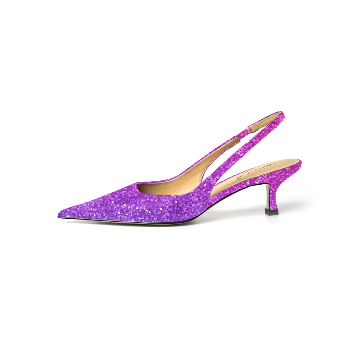 Glitter Purple Kitten Heels Sexy Stiletto Pumps Sparkly Ankle
