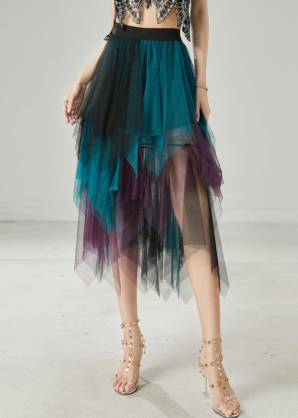 Rushed Asymmetrical Skirt (Cloud Blue) main image 0