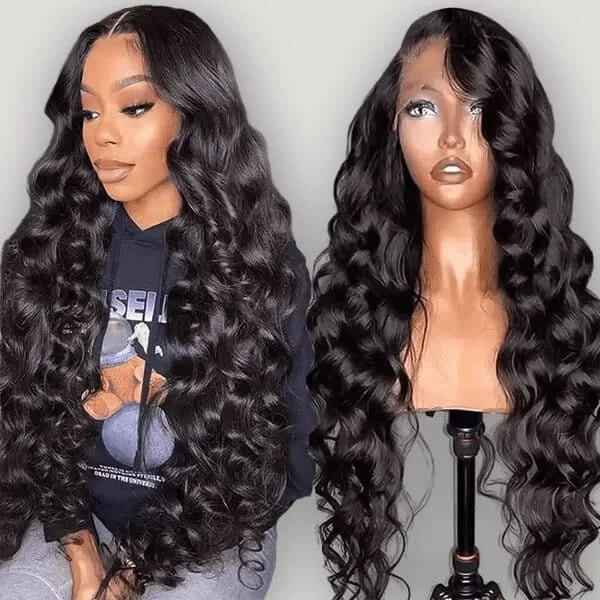 Loose Wave 13x6 Lace Frontal Deep Parting Wigs Pre Plucked with Baby Hair