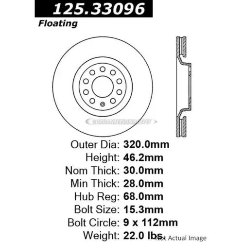 Dronehint For Audi A6 A4 Quattro Centric Front Brake Rotor Disc CSW (For: Audi Sport) Parts