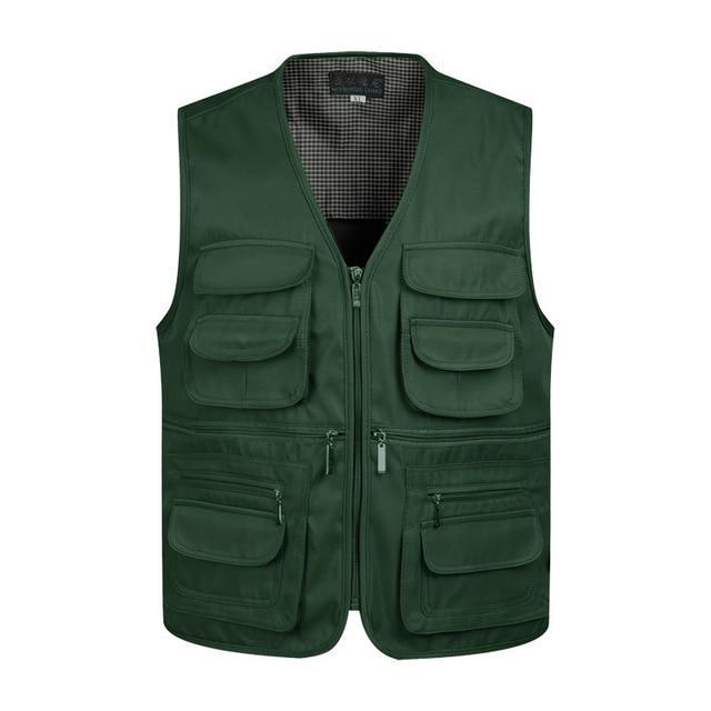 Men Multi-Pocket Classic Waistcoat Male Sleeveless Unloading Solid Coat Work Vest Tactical Masculino Jacket