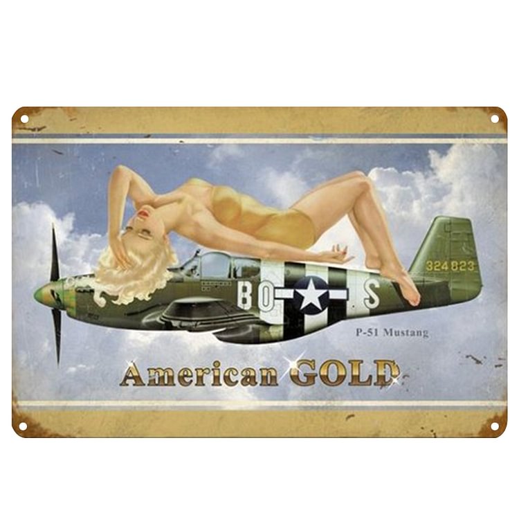 Pin-Up Girls Plane- Vintage Tin Signs/Wooden Signs - 20*30cm/30*40cm
