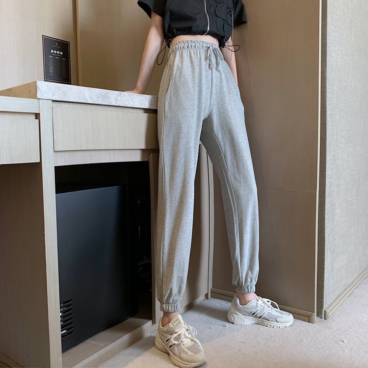 Drawstring Wide Waistband Pocket Design Sweatspants P11314