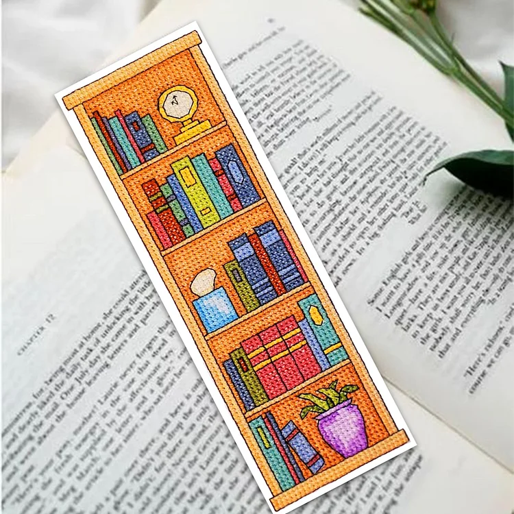 【Yishu Brand】Bookmark - Bookshelf 11CT Stamped Cross Stitch 18*6CM