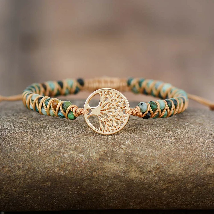 Woven Jasper Tree of Life Bracelet socialshop