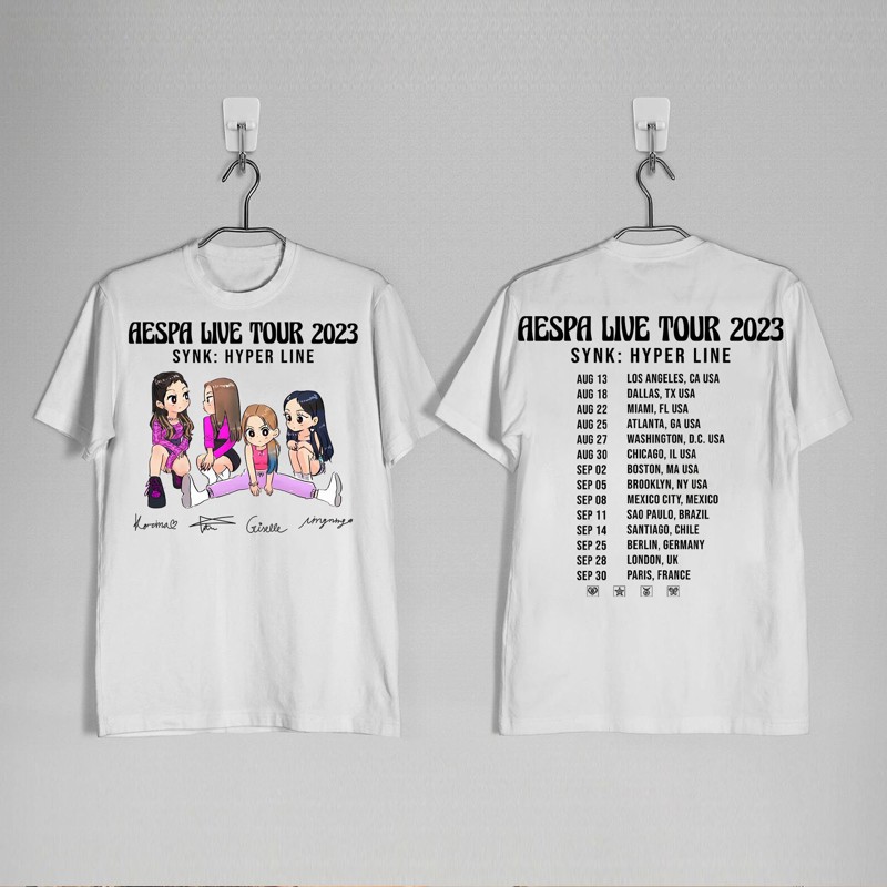 aespa 2023 'SYNK : HYPER LINE' TOUR Cartoon Poster T-shirt