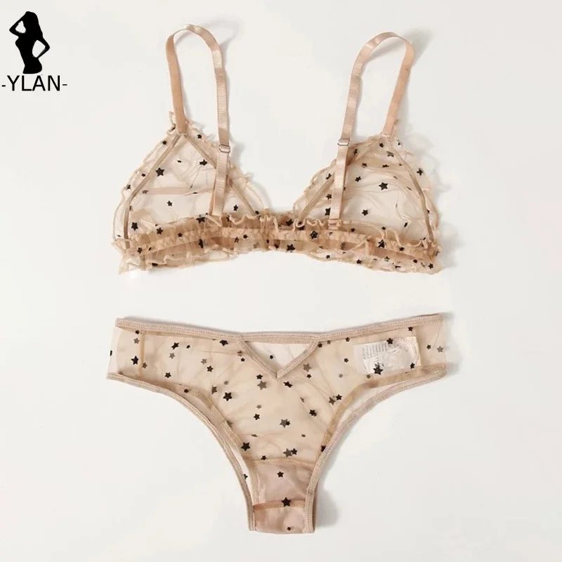 Uaang Star Print Lingerie Set Sexy Female Underwear Breathable Bras For