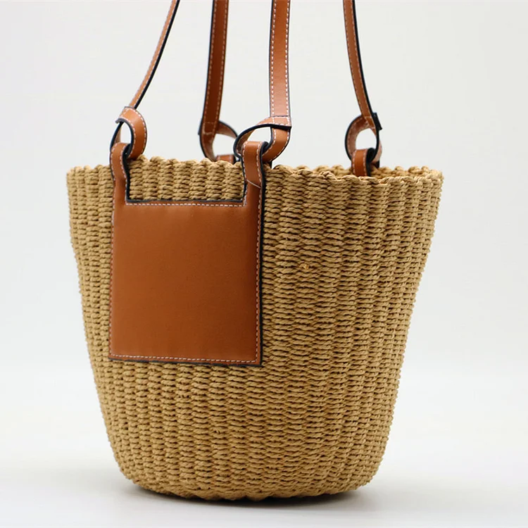 Mitsubishi Grass Handmade Oblique Woven Beach Straw Bag VangoghDress