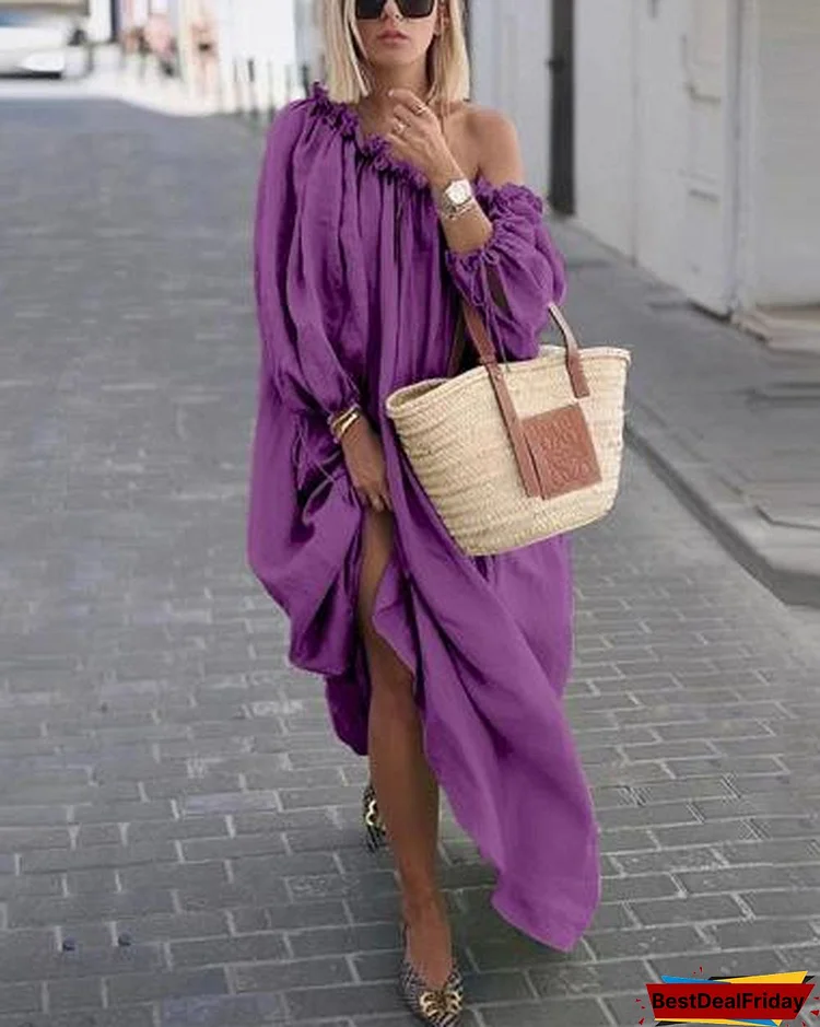 One Shoulder Street Elegant Women Fashion Maxi Dresses