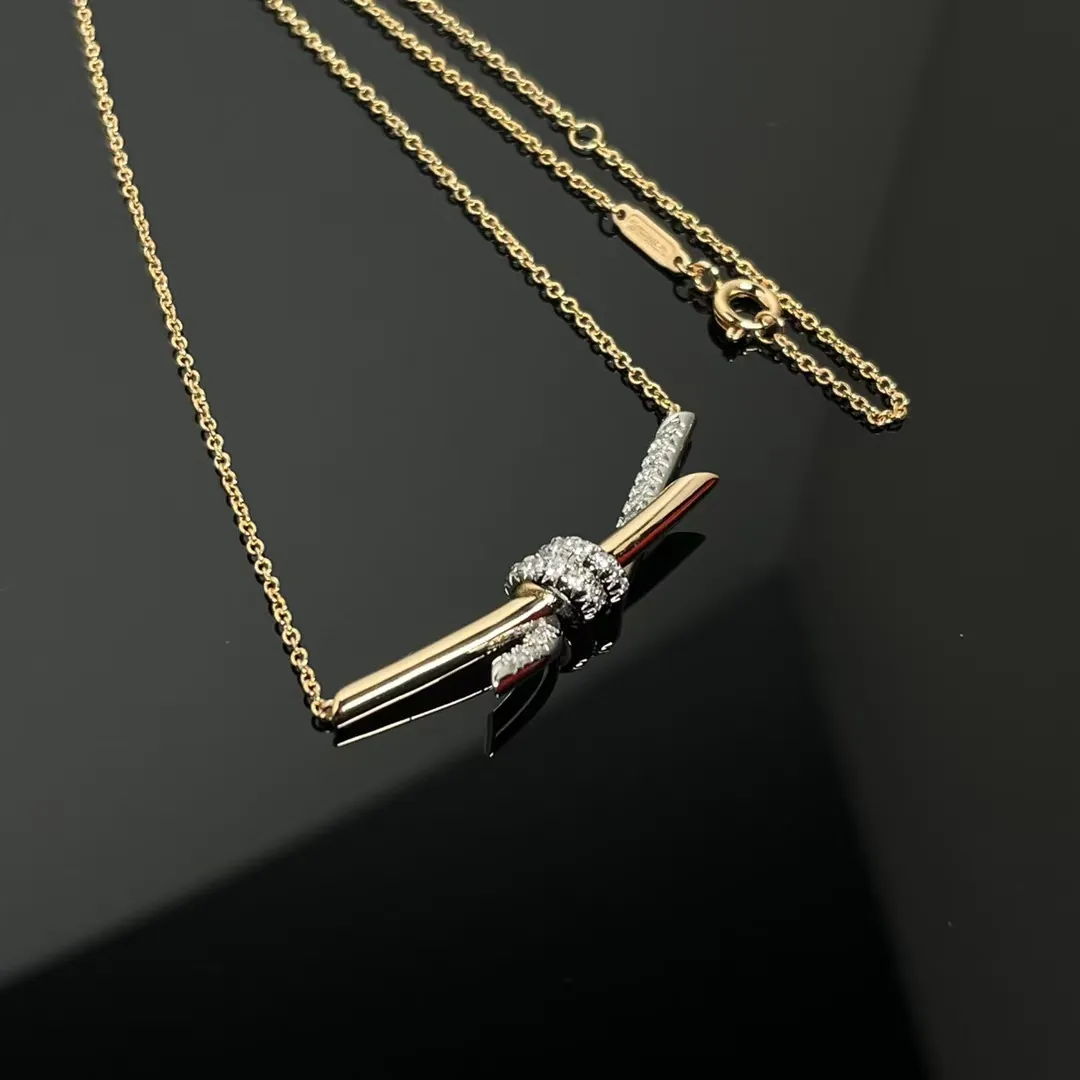 Tiffany Knot Pendant Necklace - Mixed Metal Color