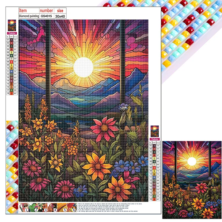 Flowers Sunrise 30*40CM (Canvas) Full Square Drill Diamond Painting gbfke