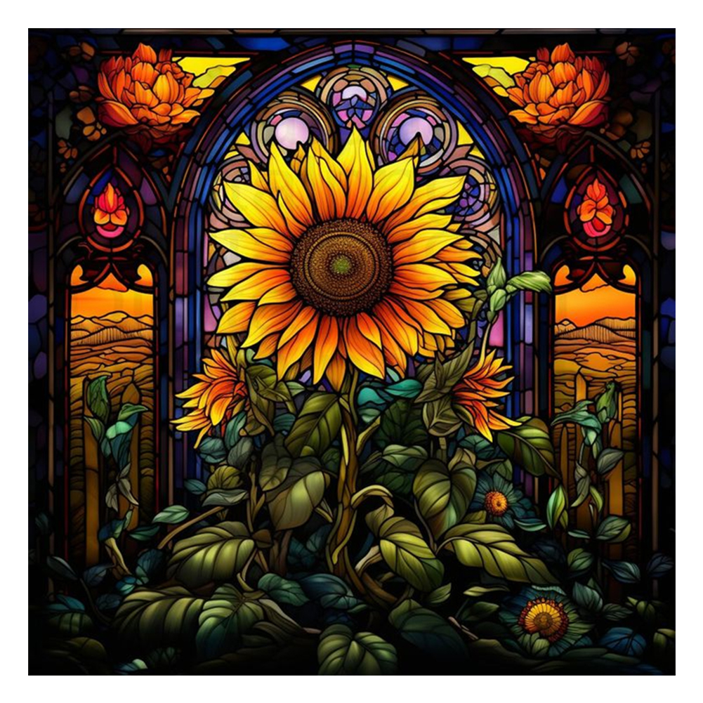 Sunflower 30 30CM Canvas Full Round Drill Diamond Painting