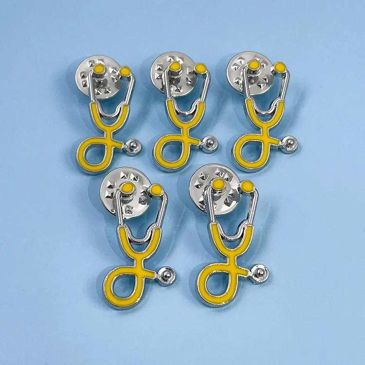 5pc Yellow Stethoscope Pin Pack