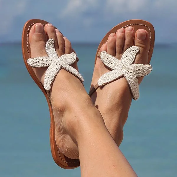 Women Summer Slippers Hawaiian Starfish Beach Flat Sandals shopify Stunahome.com
