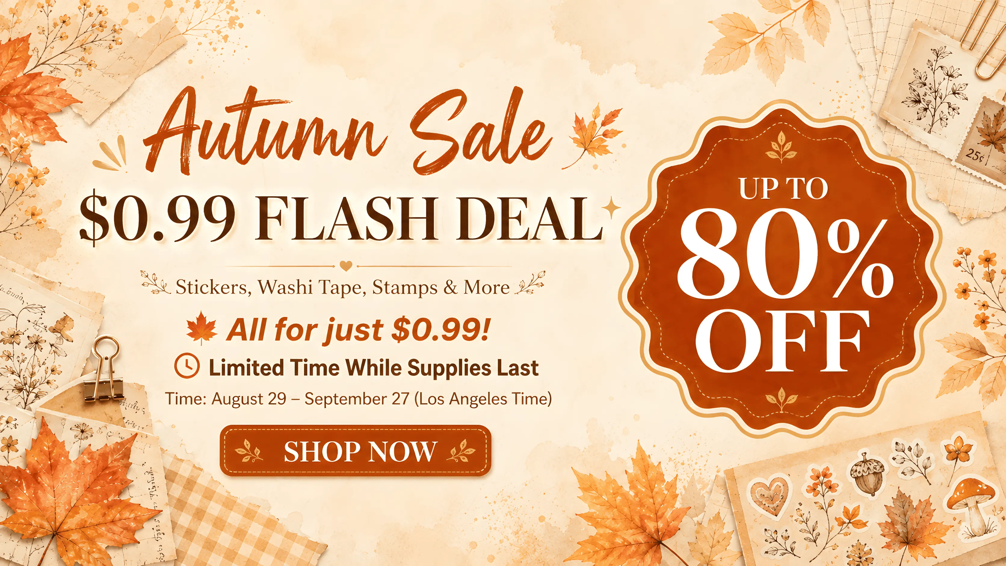 フラッシュセールe Journalsay ⚡Autumn Flash Sale 🔥: Only $0.99 (August 29