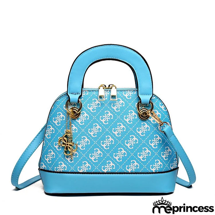 Women Fashionable Solid Color Zipper Metal Pendant Large Capacity Shoulder Crossbody Bag