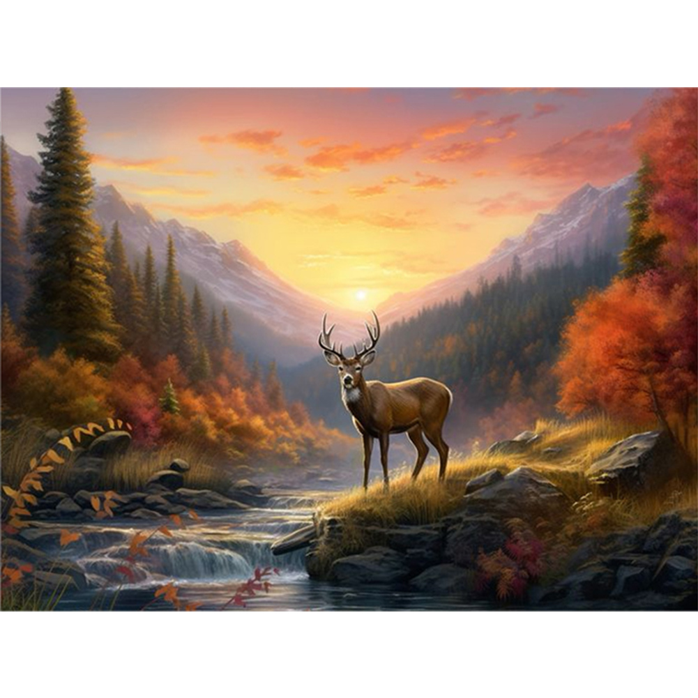 5d Diamond Painting Kits, Animal Deer Sunset Forest Moon, Full Drill Diy  Diamond Art Cross Stitch Paint By Numbers (deer)