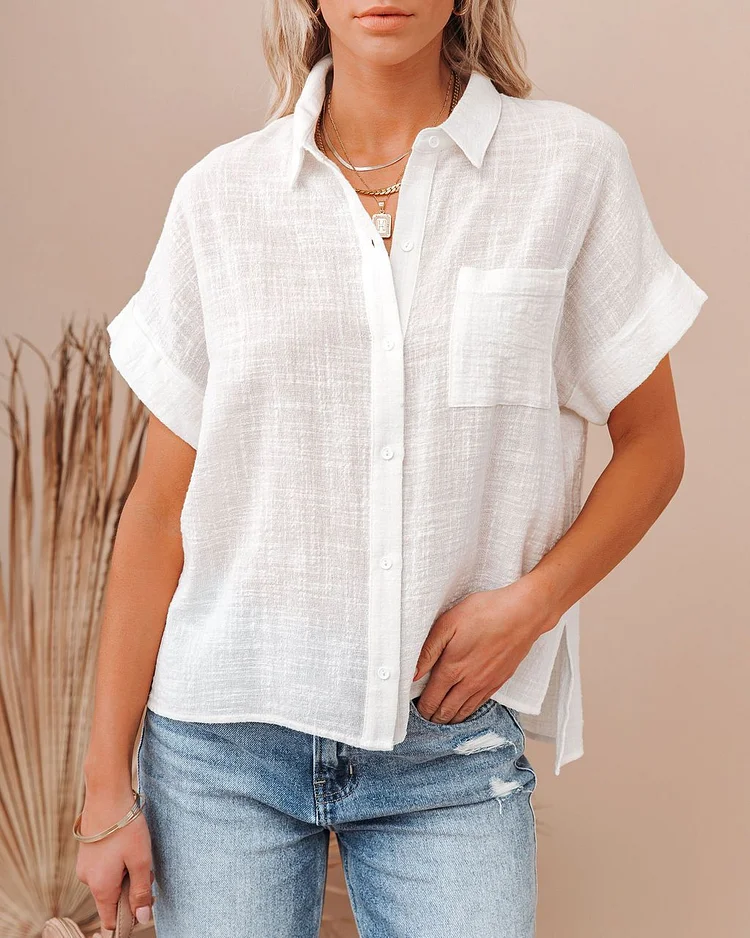 Plus Size Lapel Collar Linen Shirt - S/5XL socialshop