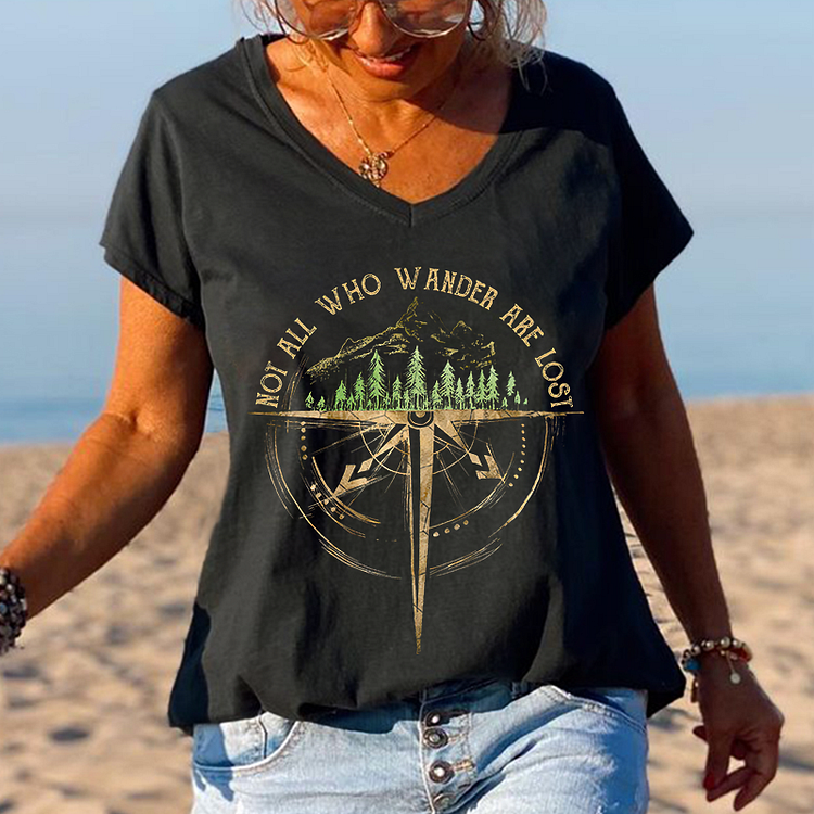 Not All Who Wander Are Lost Scenery Printed Graphic Tees socialshop