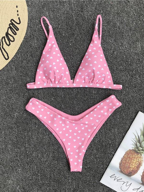 Ribbed Triangle Top With Panty Bikini Set