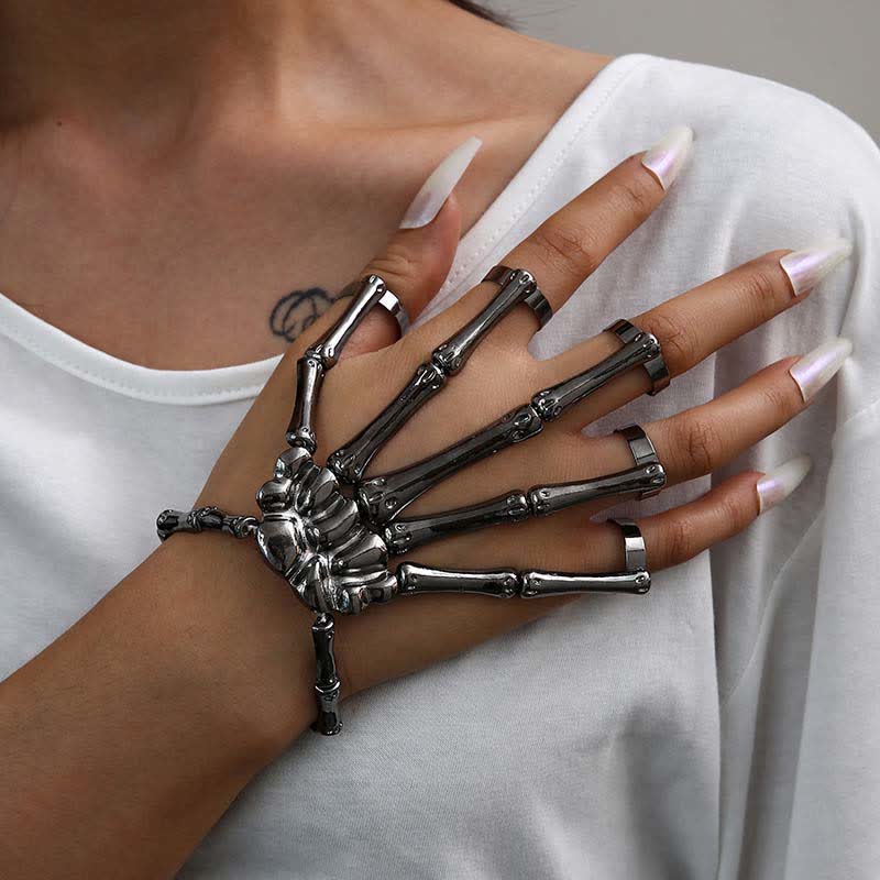 Skeleton Pattern Design Folding Rings Bracelet
