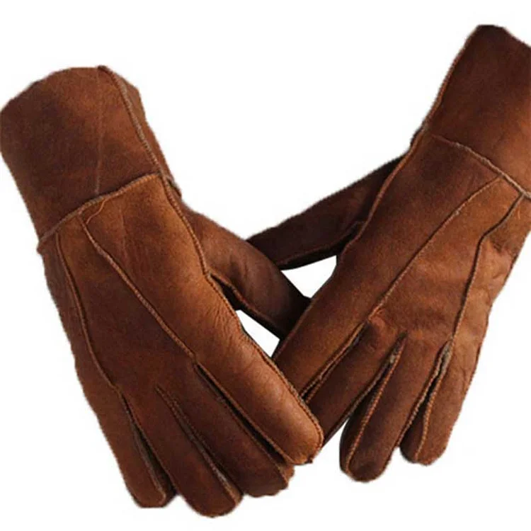 Comstylish Men's Sheepskin Wool Warm Gloves