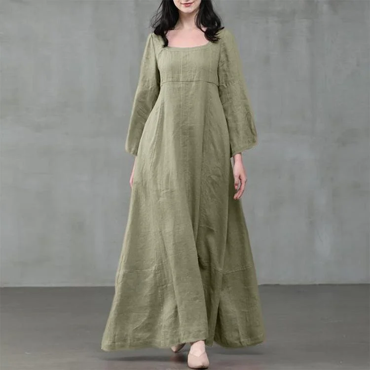 Retro Women's Dress with Large Pendulum Linen-Cosfine