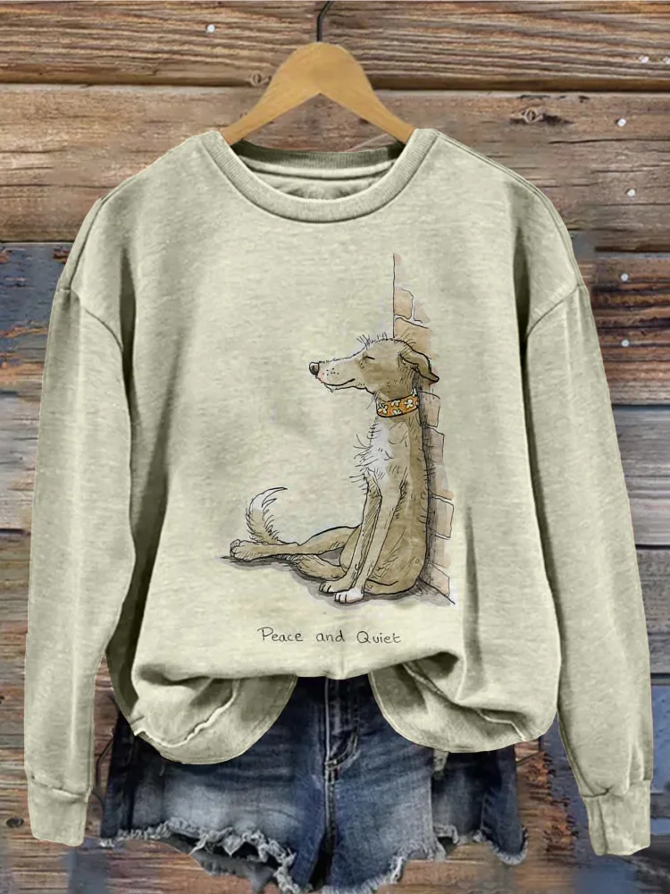 Peace and Quiet Dog Art Vintage Sweatshirt