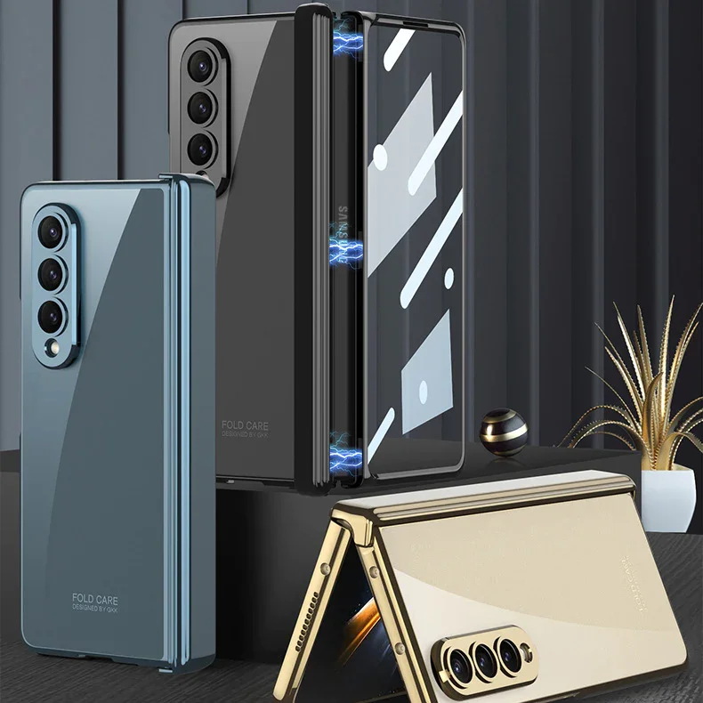 For Samsung Fold3/4 Transparent Magnetic Folding Shaft Phantom Mobile Phone Case