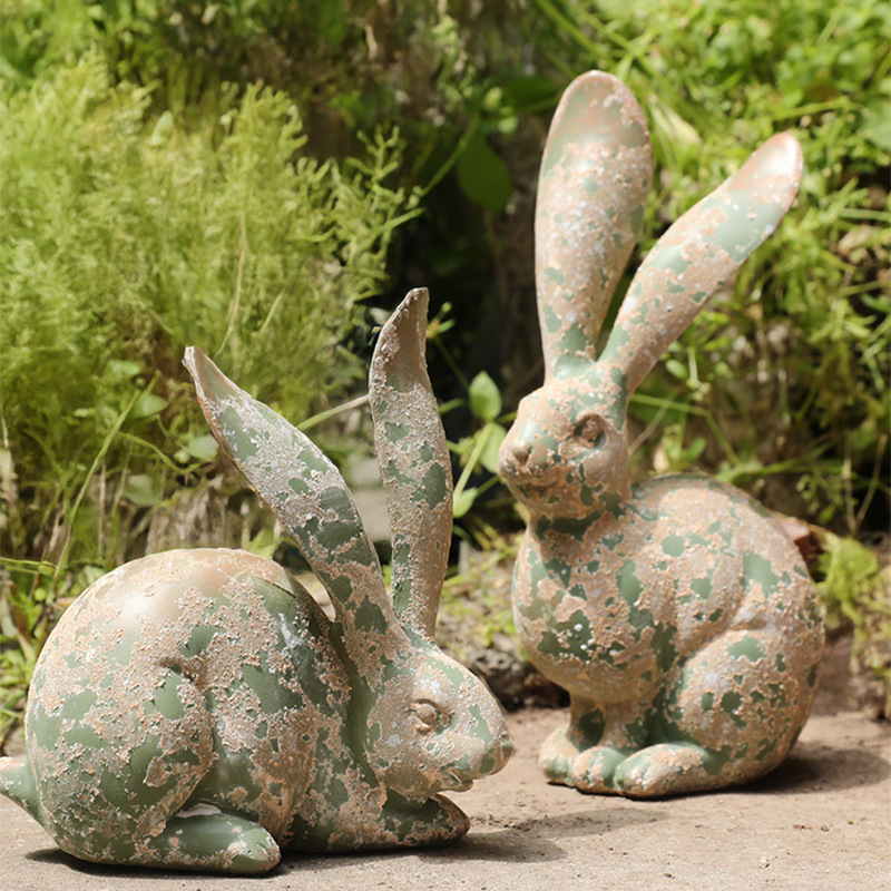 Vintage-Style Distressed Resin Rabbit Ornament
