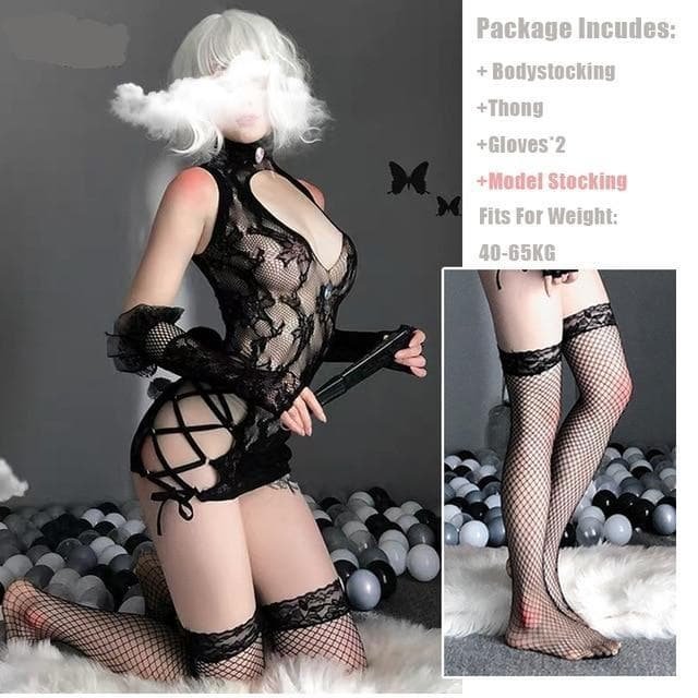 Open Chest Temptation Retro Lace Side Strap Lingerie SP160