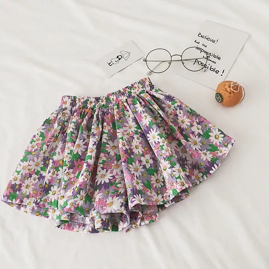 【18M-8Y】Girls' Cute Ditsy Floral Daisy Shorts