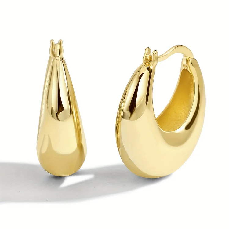  Thick 18k gold-plated large hoop earrings VangoghDress