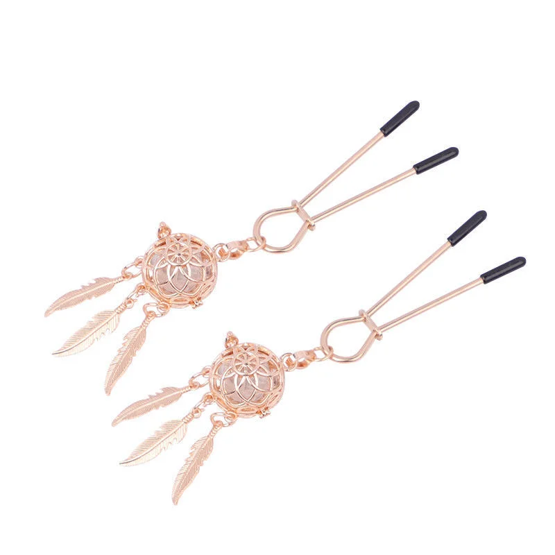 Metal Feather Lantern Nipple Clamps - Rose Toy