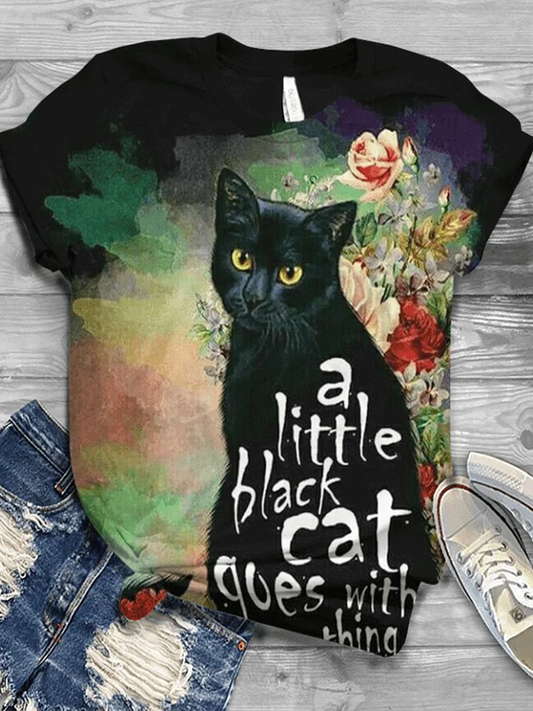 Bestdealfriday Plus Size Cotton Blend Crew Neck Short Sleeve Animal Shirts Tops 8732686