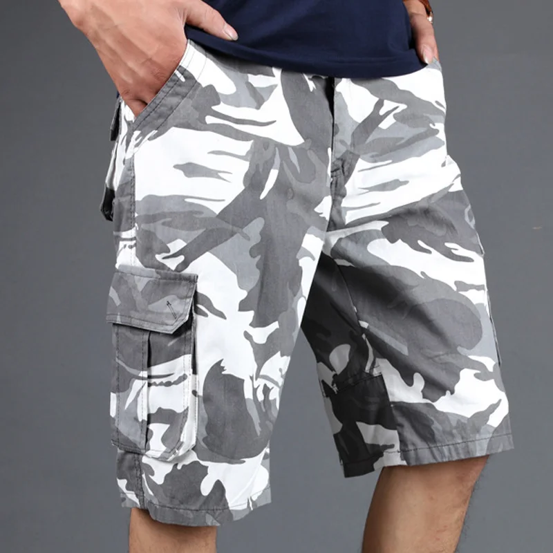 Loose Cotton Camouflage Multi-Pocket Cargo Shorts