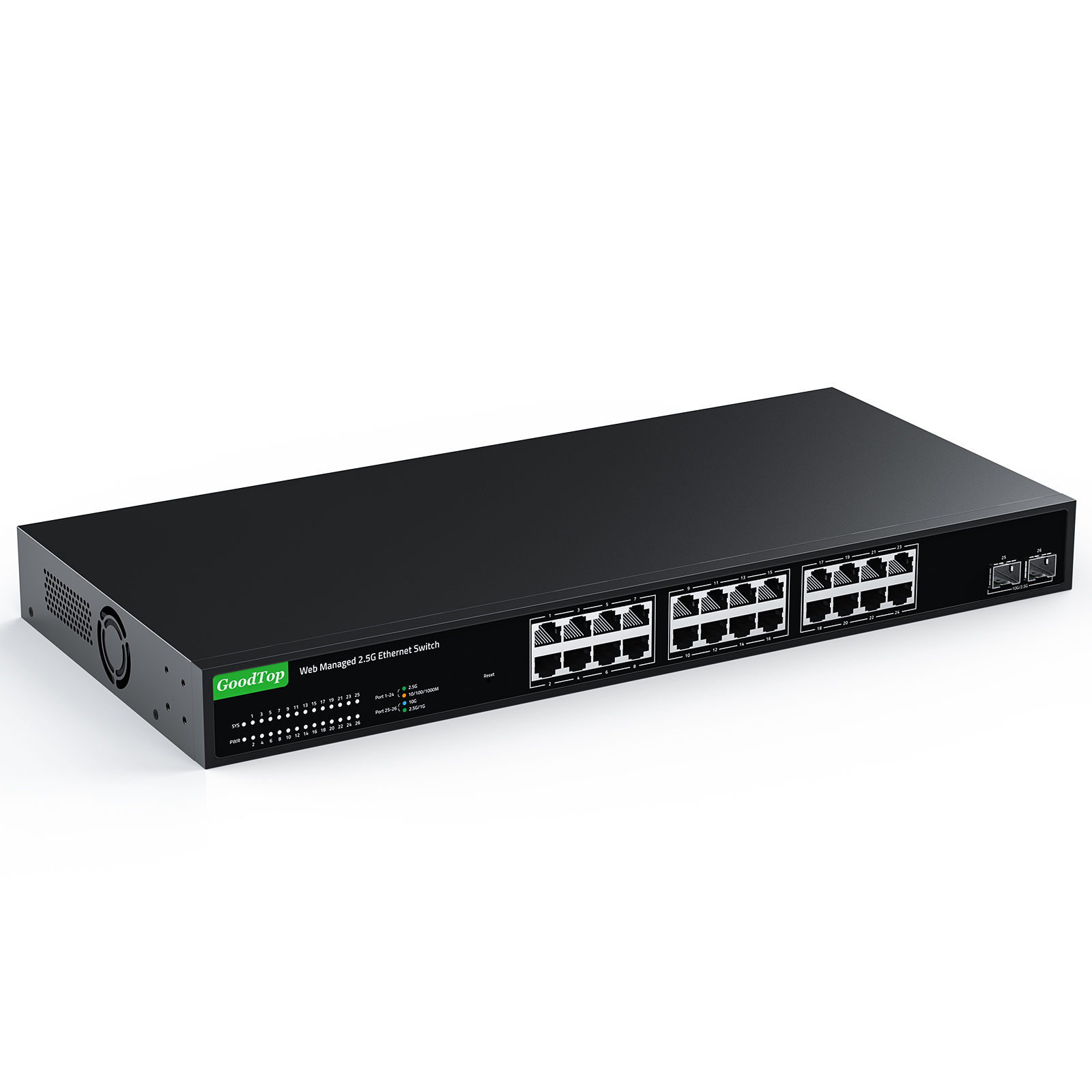 GoodTop 24 Port 2.5Gb Web Managed Switch,24 x 2.5G Port,2 x 10G