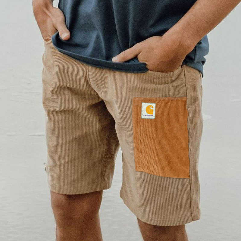 Men's Surf Shorts Corduroy Vintage Zipper Pocket Travel Board Shorts Hawaiian Clothing Lixishop 