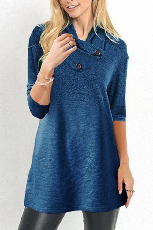 Fashion High Collar Button Long Sleeve Female T-shirt - Shop Trendy Women's Clothing | LoverChic