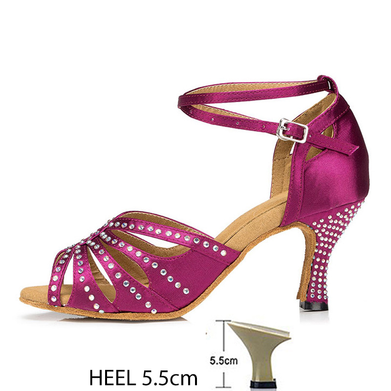 VCshoes With Drill Latin Dance Shoes For Women High Heels Tango Sandals Hollow Out Pary Performance Dancing Shoes blule