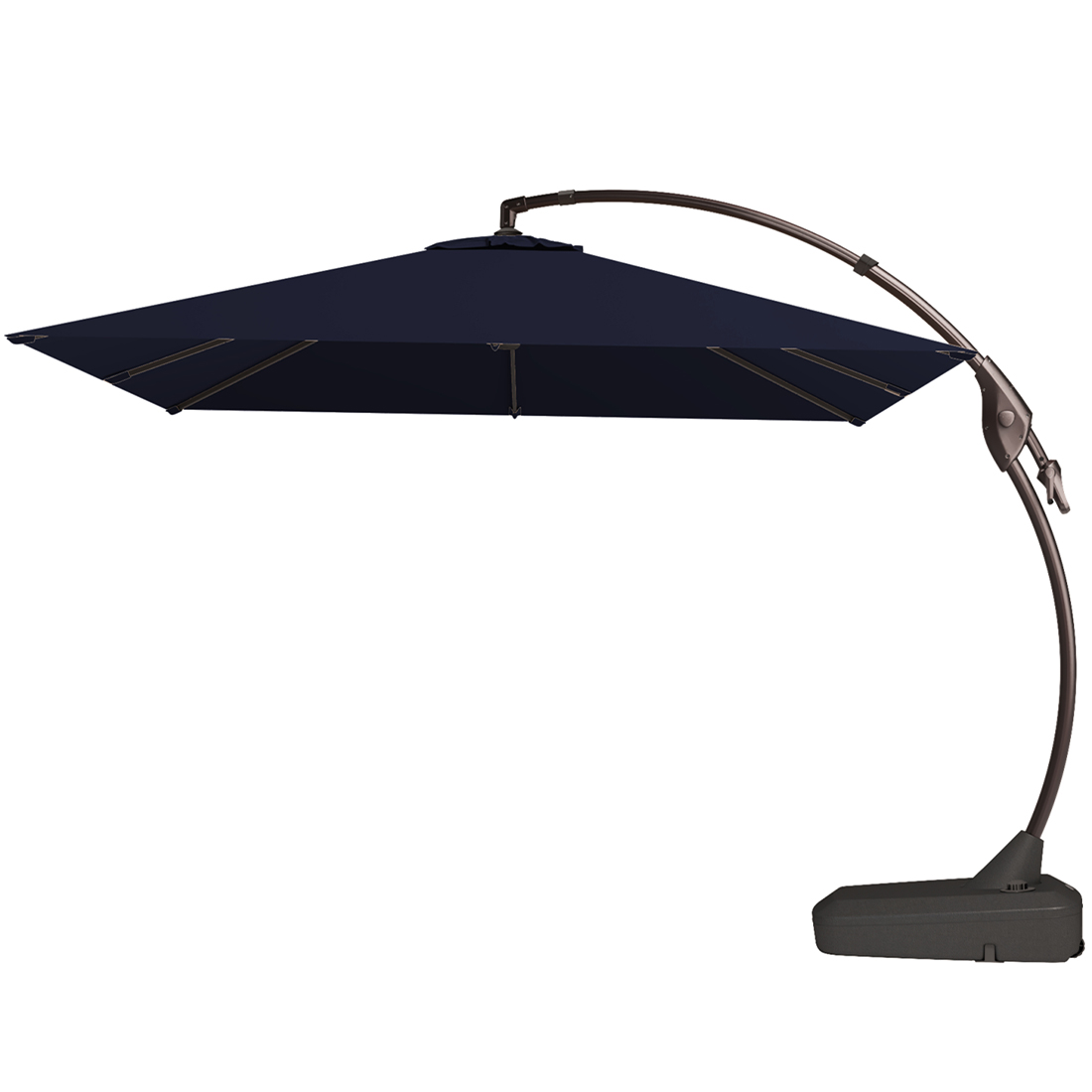 10 FT Patio Umbrella Deluxe NAPOLI Curvy Round Umbrella Offset Umbrella Navy Blue-Square